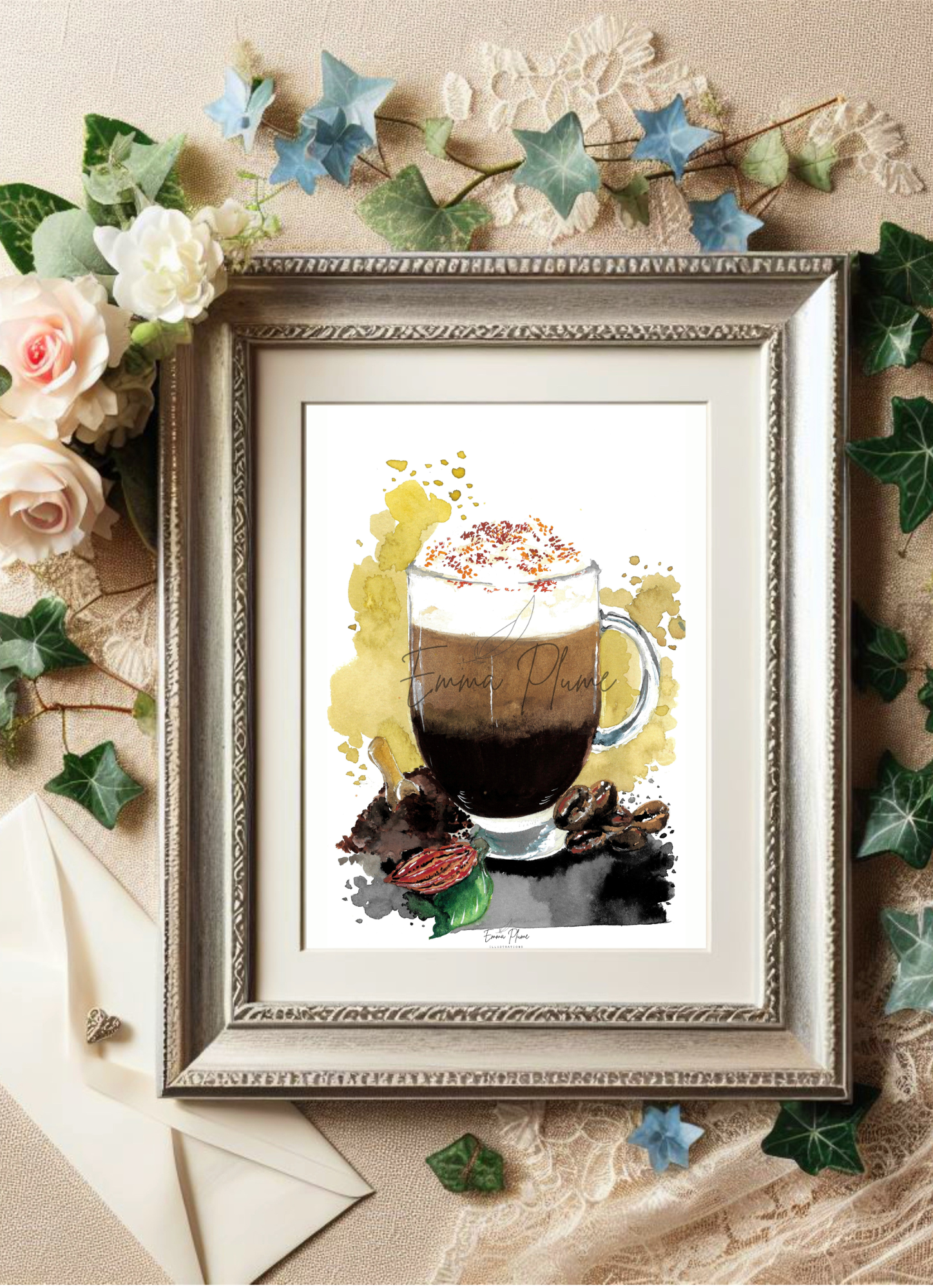 Illustration carte recette bicerin sous cadre-Emma plume illustrations