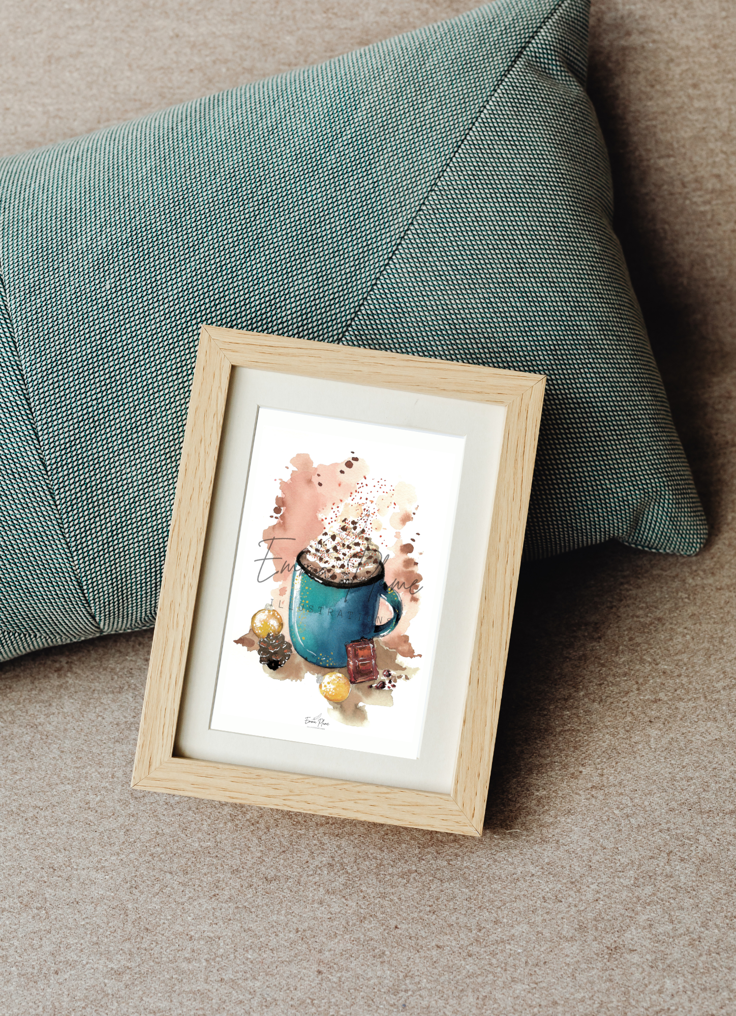 Illustration carte recette chocolat chaud à l'ancienne sous cadre-Emma plume illustrations