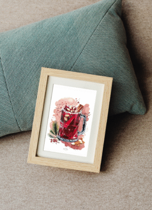 Illustration carte recette glögg sous cadre-Emma plume illustrations