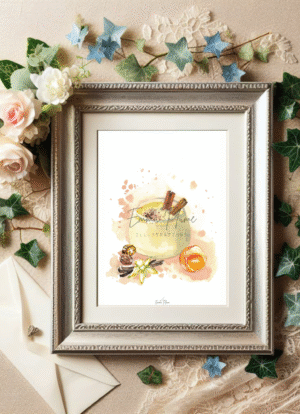 Illustration carte recette lait de poule sous cadre-Emma plume illustrations